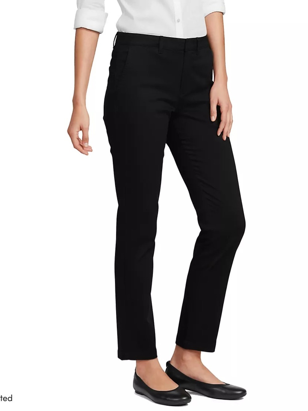 Lands’ End Tall Black Chino Ankle Pants Size 12T Mid Rise Straight Leg NWOT